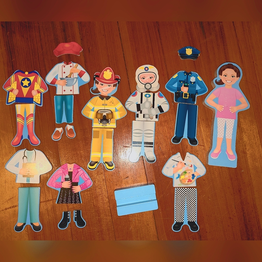 3/$24 Wooden magnetic dress up doll